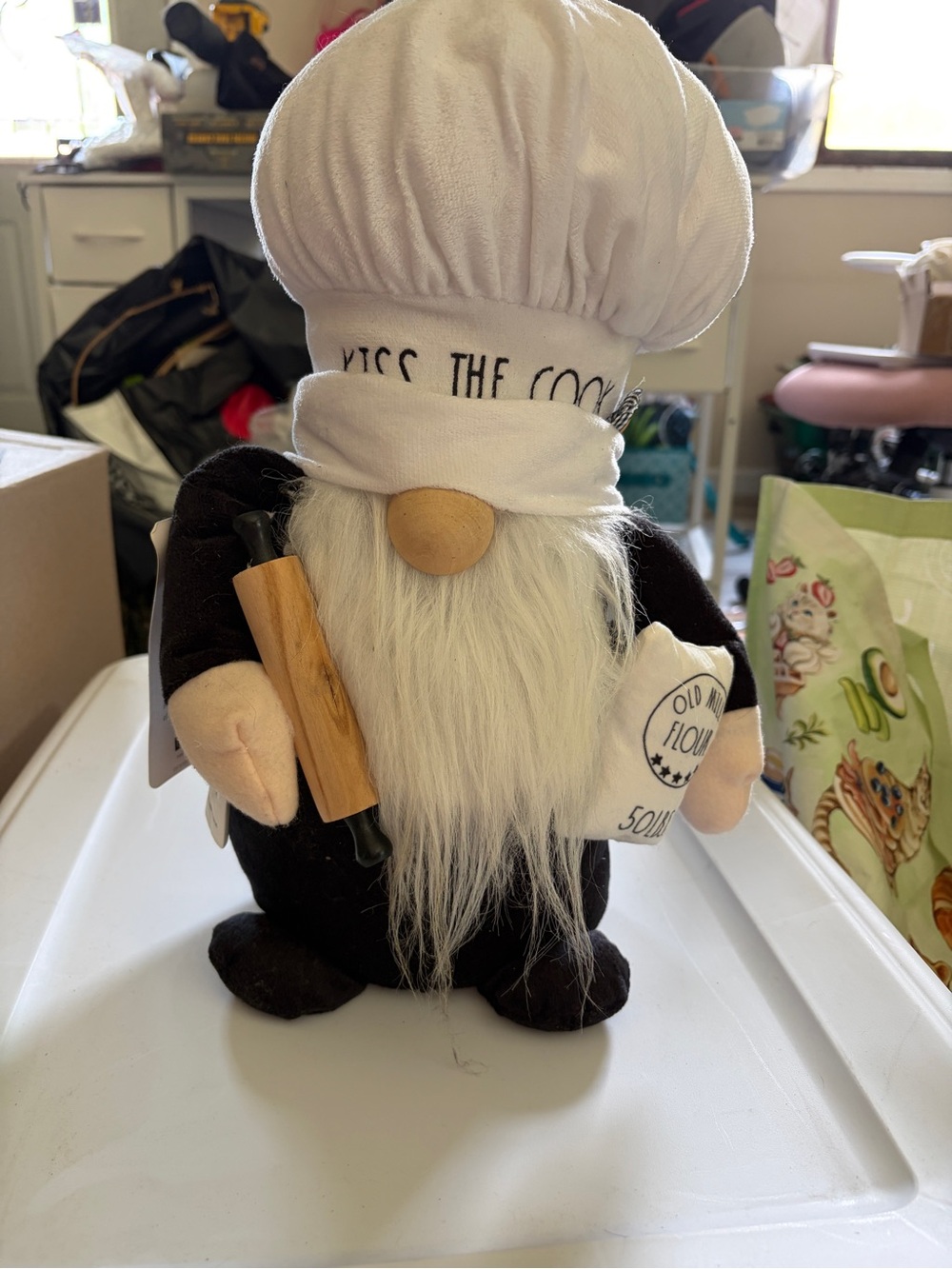 Rae Dunn Chef Gnome Plush in White and Black